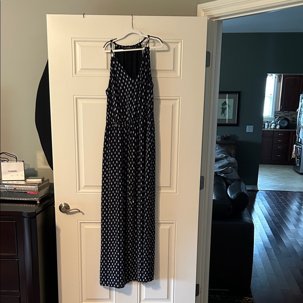 Ivanka Trump Navy and White Maxi Dress